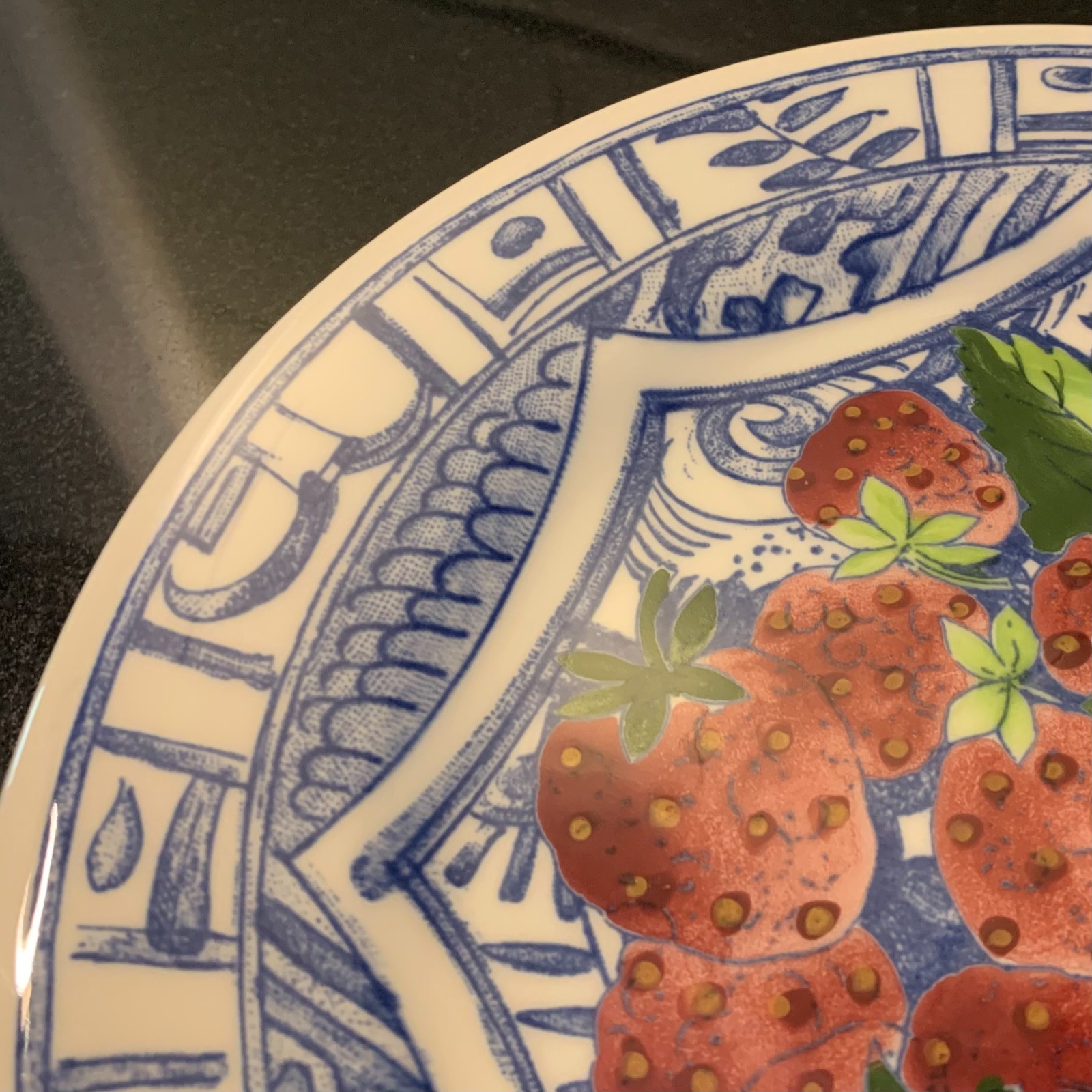 Gien Oiseau Bleu Fruit 8 3/4″ Salad Plate Strawberry France MINT Multiple Avail.