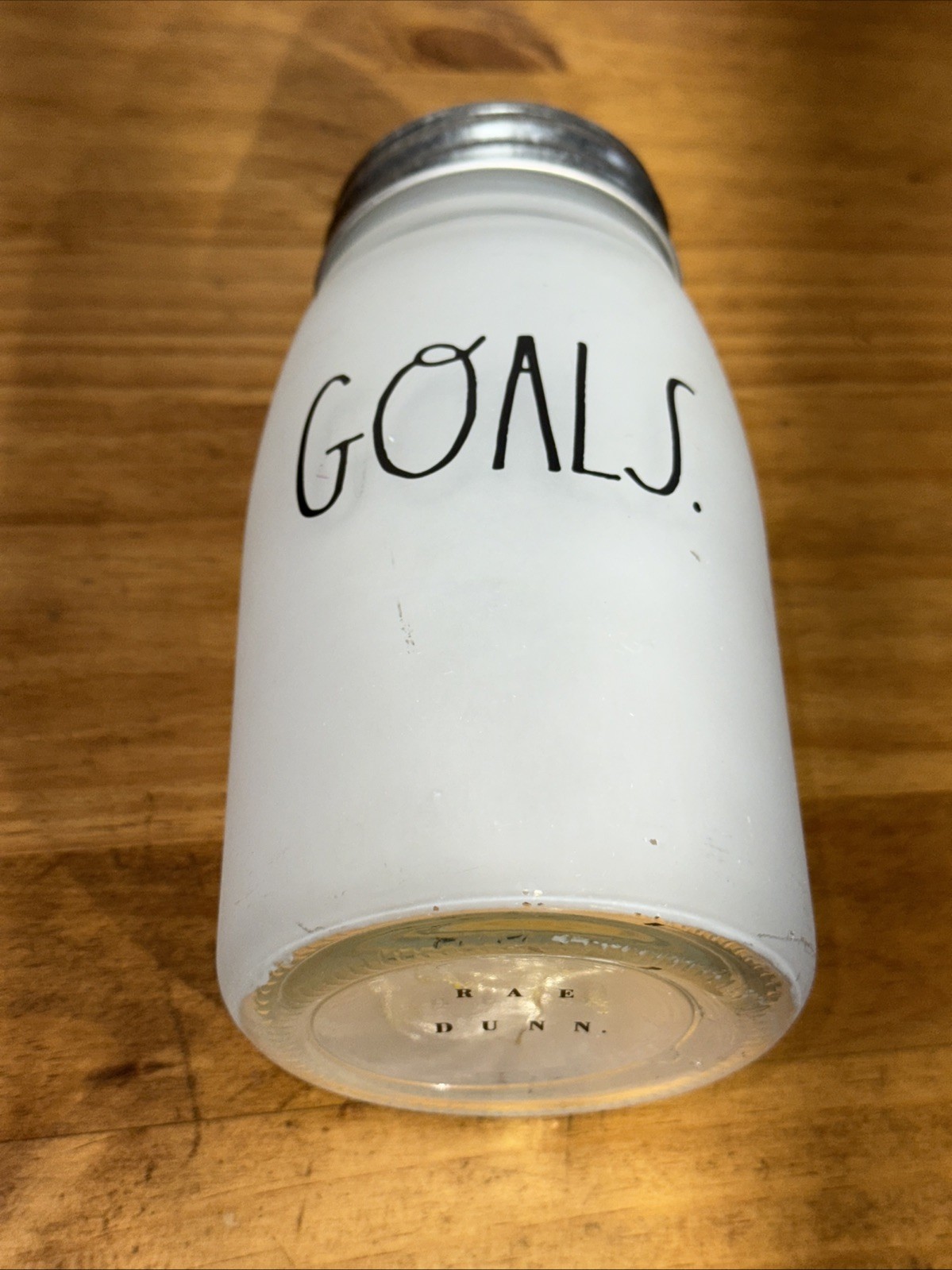 Rae Dunn “GOALS” Frosted Lighted Mason Jar Accent Lamp Home Decor EUC