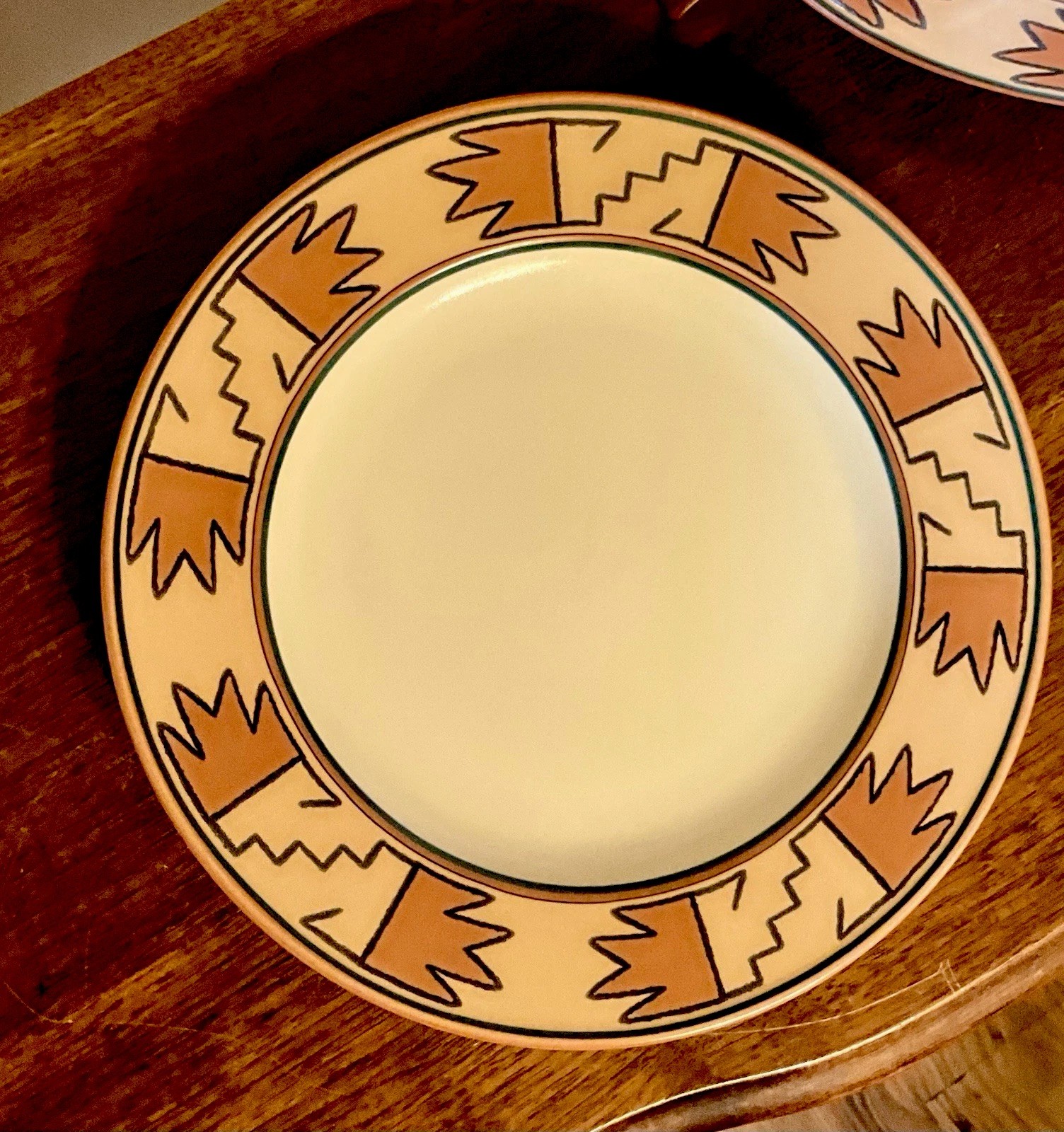 2-pc. Set) Mikasa Terrastone CAV02 Laramie SALAD PLATES Aztec-Style 8-3/8” MINT