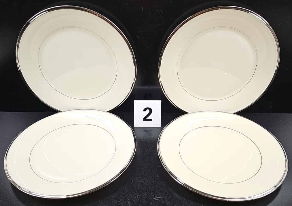 4) Lenox Solitaire 5 Pc Place Setting Vintage Elegant Platinum Dining Dishes Lot