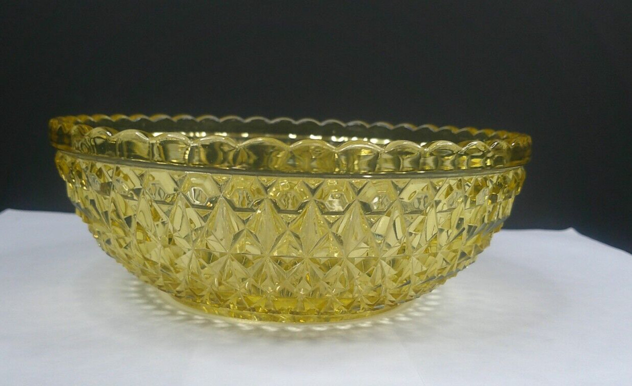 Pressed Diamond, #775, Central Glass Co, Amber Bowl, EAPG, USA, c1885, VgCd
