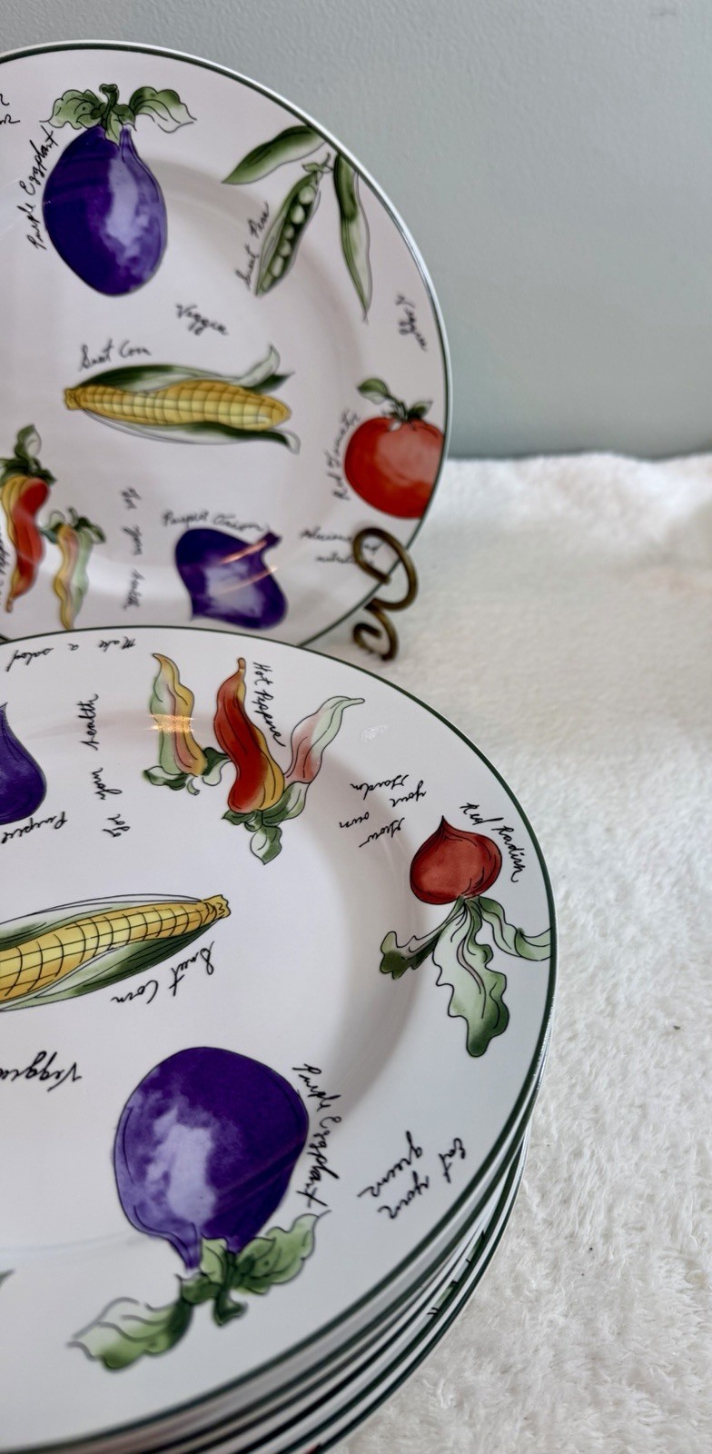 Set Of 8 Furio 8” Garden Delight Sakura Salad Plates With Vegetables.