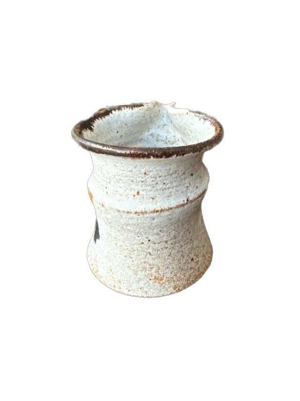 Hand-Thrown Signed Studio Pottery Creamer Pitcher Oatmeal Speckled Glaze