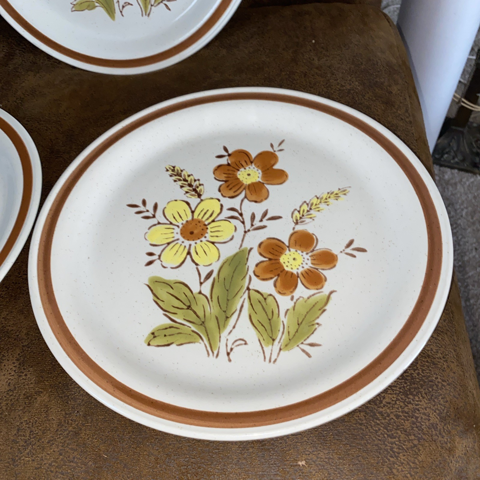 Autumn Collection Wheat Flower Stoneware Japan 10.5″ Dinner Plate Lot Of 3