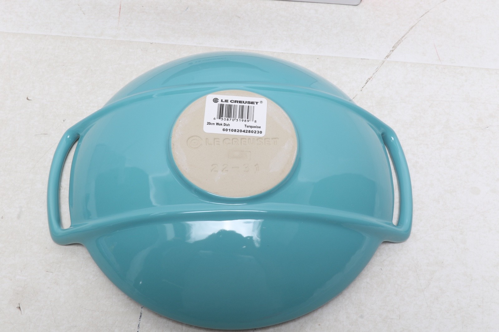 LE CREUSET 8″ TURQUISE Stoneware Wok Dish Bowl 28 oz Asian Cuisine