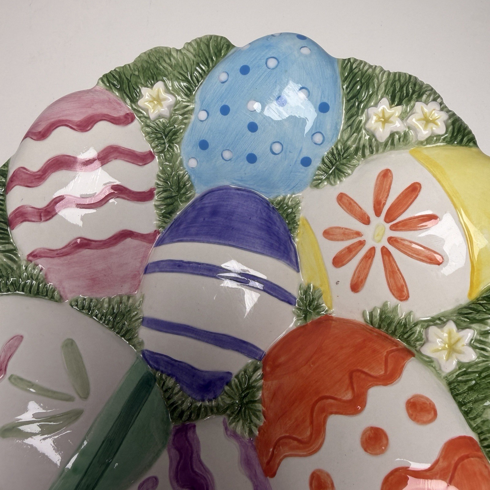 Fitz and Floyd Easter Egg Canape Plate Hanging Wall Decor Spring Colorful