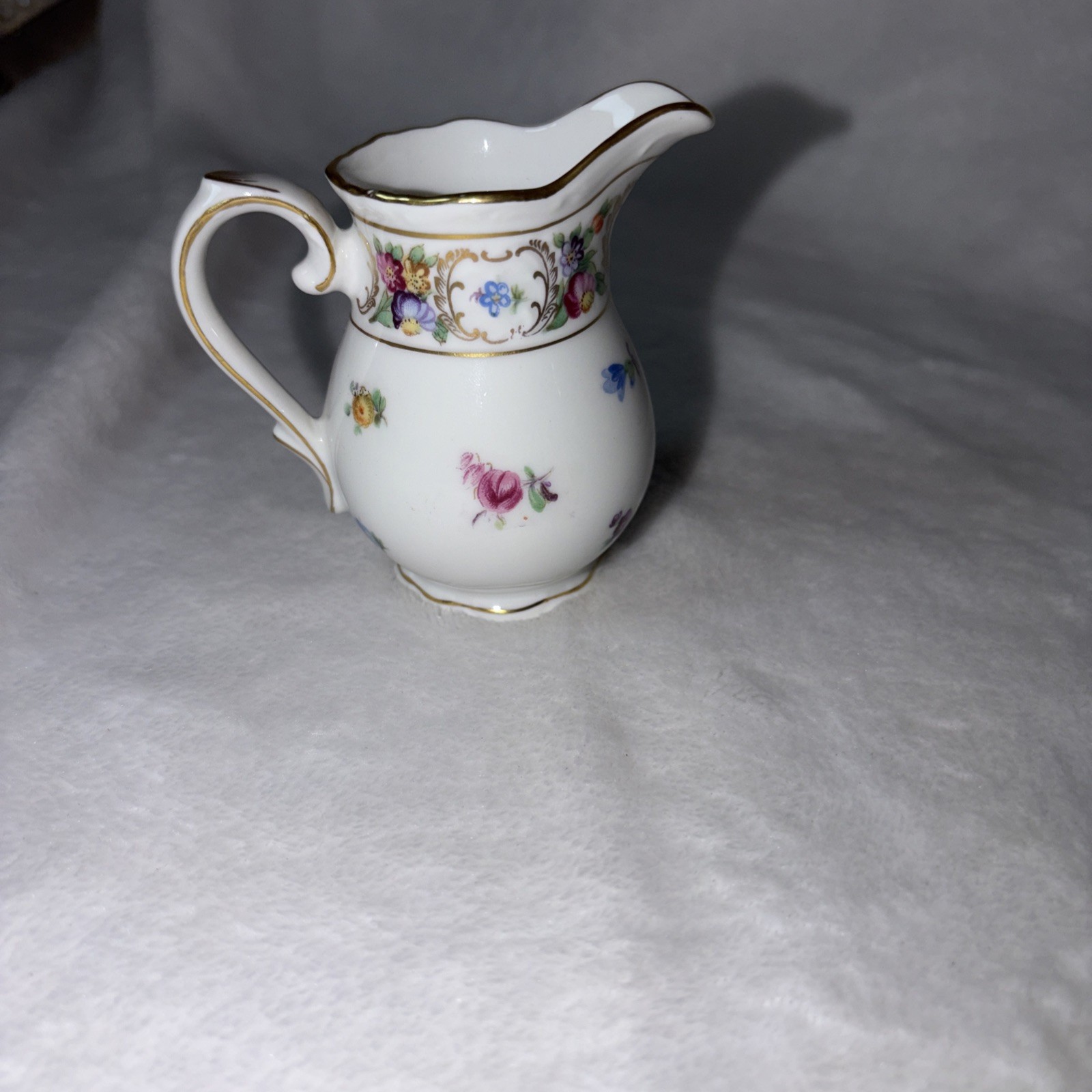 Schumann Germany Empress Dresden Flowers Footed Mini Creamer 3.25″ Vtg 70s EUC