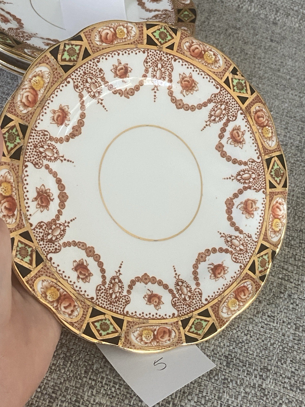 A matched set of 3 dessert plates + 3 saucers from Royal Albert Devon is absolut