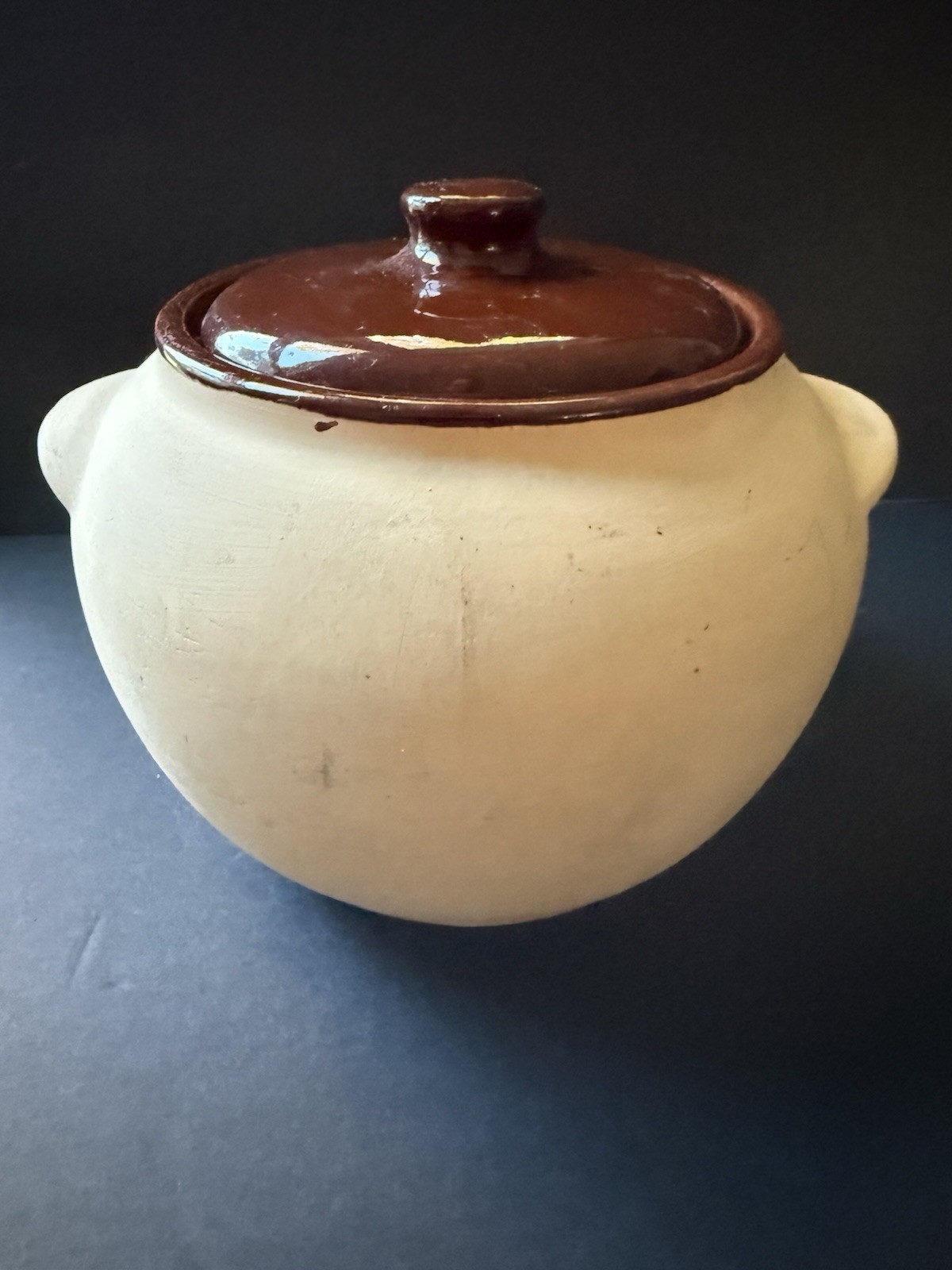 Vintage Watt Oven Ware Pottery Lidded Bisque Beige Chili Bean Crock Pot Cottage