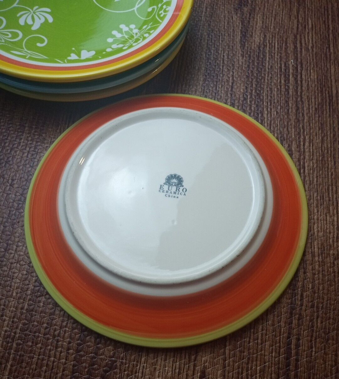 Euro Ceramica Salad Plates Multicolor 8.5” Ceramic set of 4