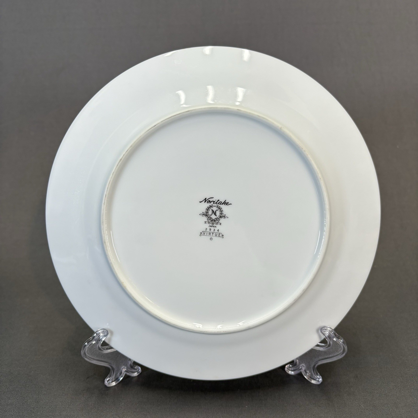 Noritake Virtue Salad Plates 8 1/4″ Set of 4 White Blue Roses Platinum Trim