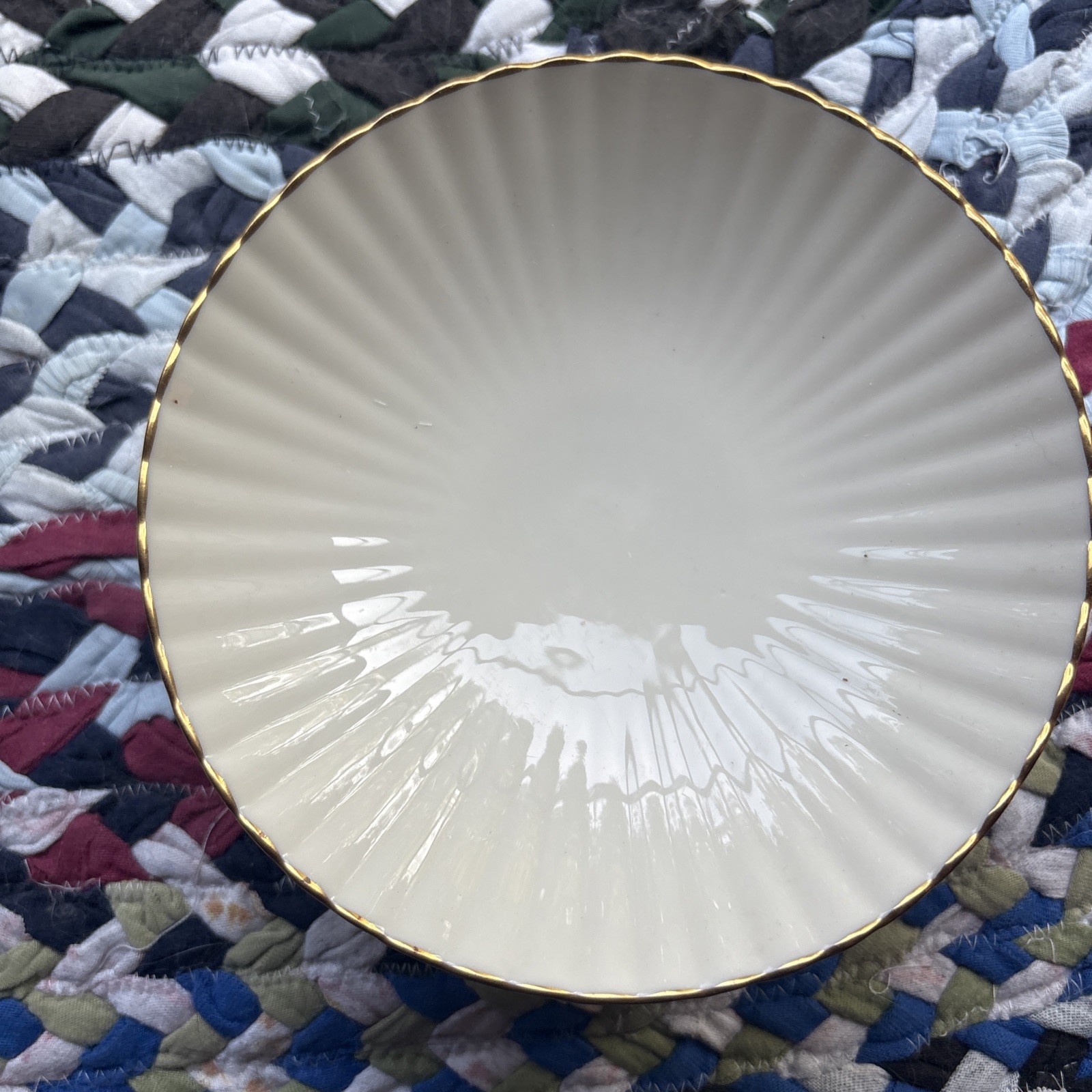 Vintage Lenox Fluted Collection Pedestal Centerpiece Bowl 10.75″ Gold Trim