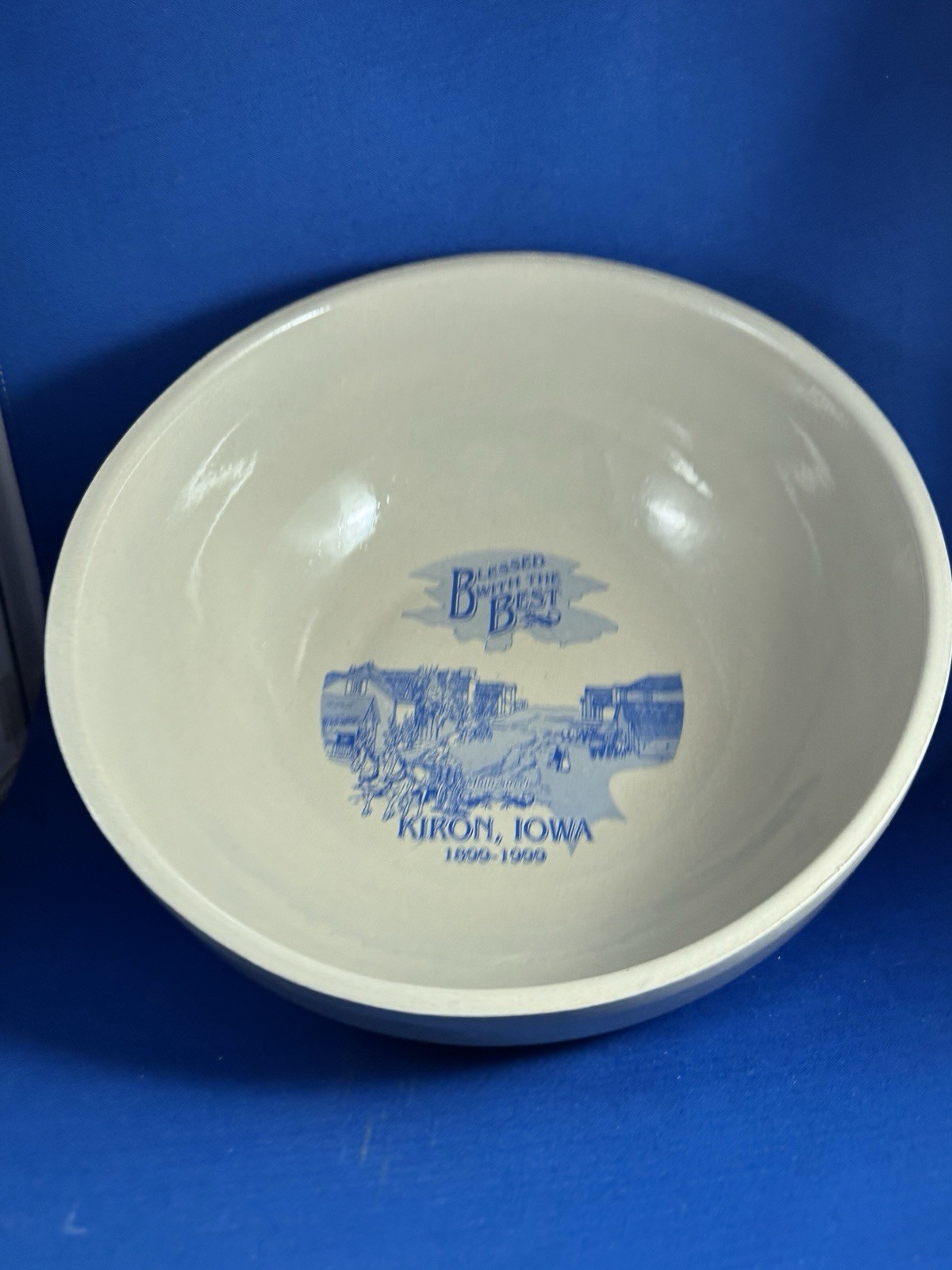 Vintage Dart, Inc. Friendship Stoneware Bowl Kiron Iowa Centennial 1899–1999 10”
