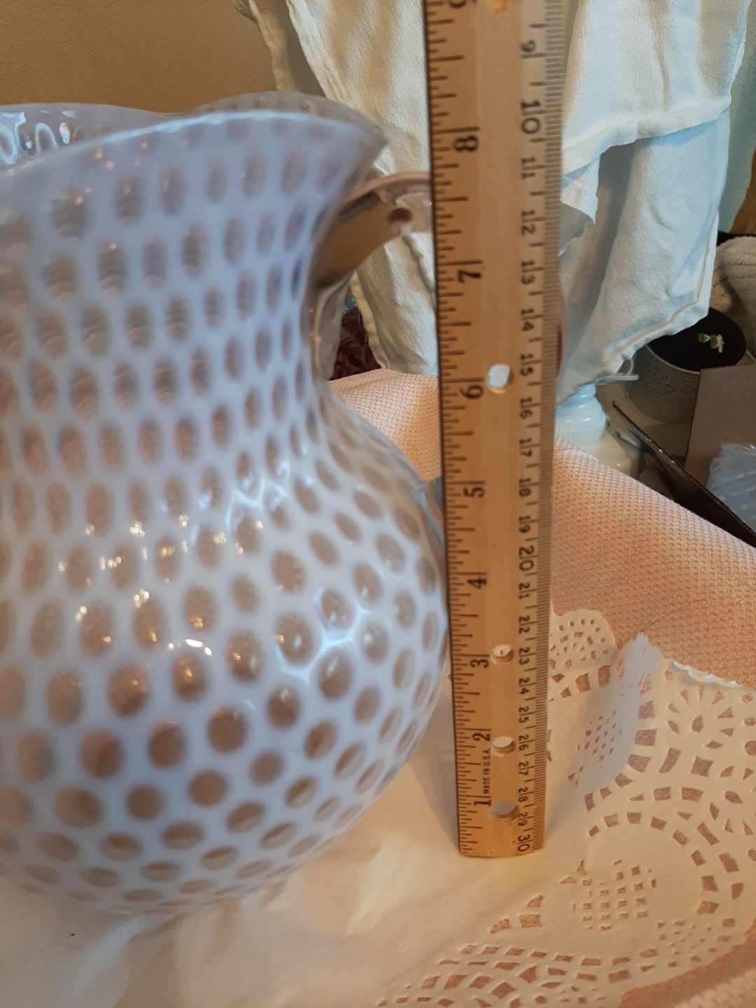 Antique Hobbs Brockunier Windows White Opalescent Water Pitcher-1880 VERY OLD!!!