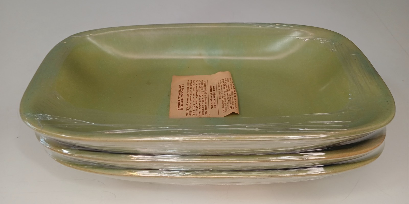 La Solana Small 9.25 Inch Rectangular Serving Dishes Platters Set Of 3 Green NOS