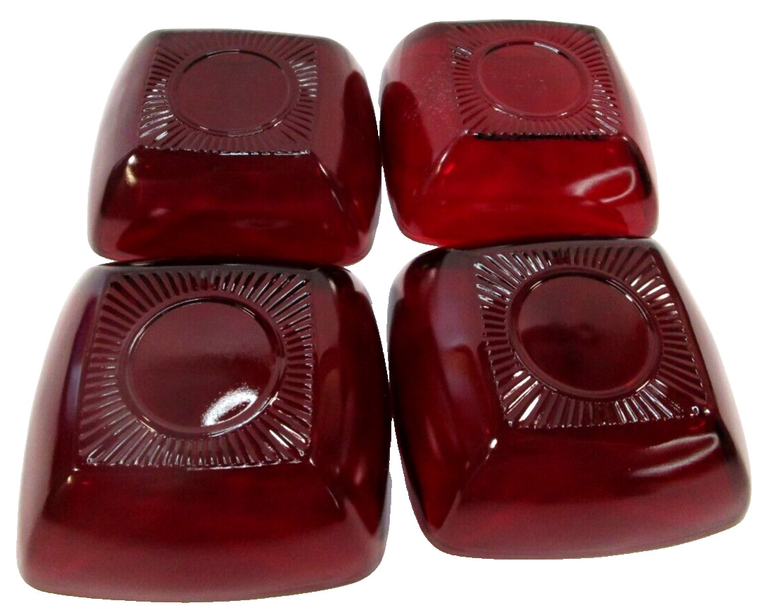 Anchor Hocking Royal Ruby Red Charm 4 Coffee Tea Cups W 4 Saucers 1950-1959 6 oz