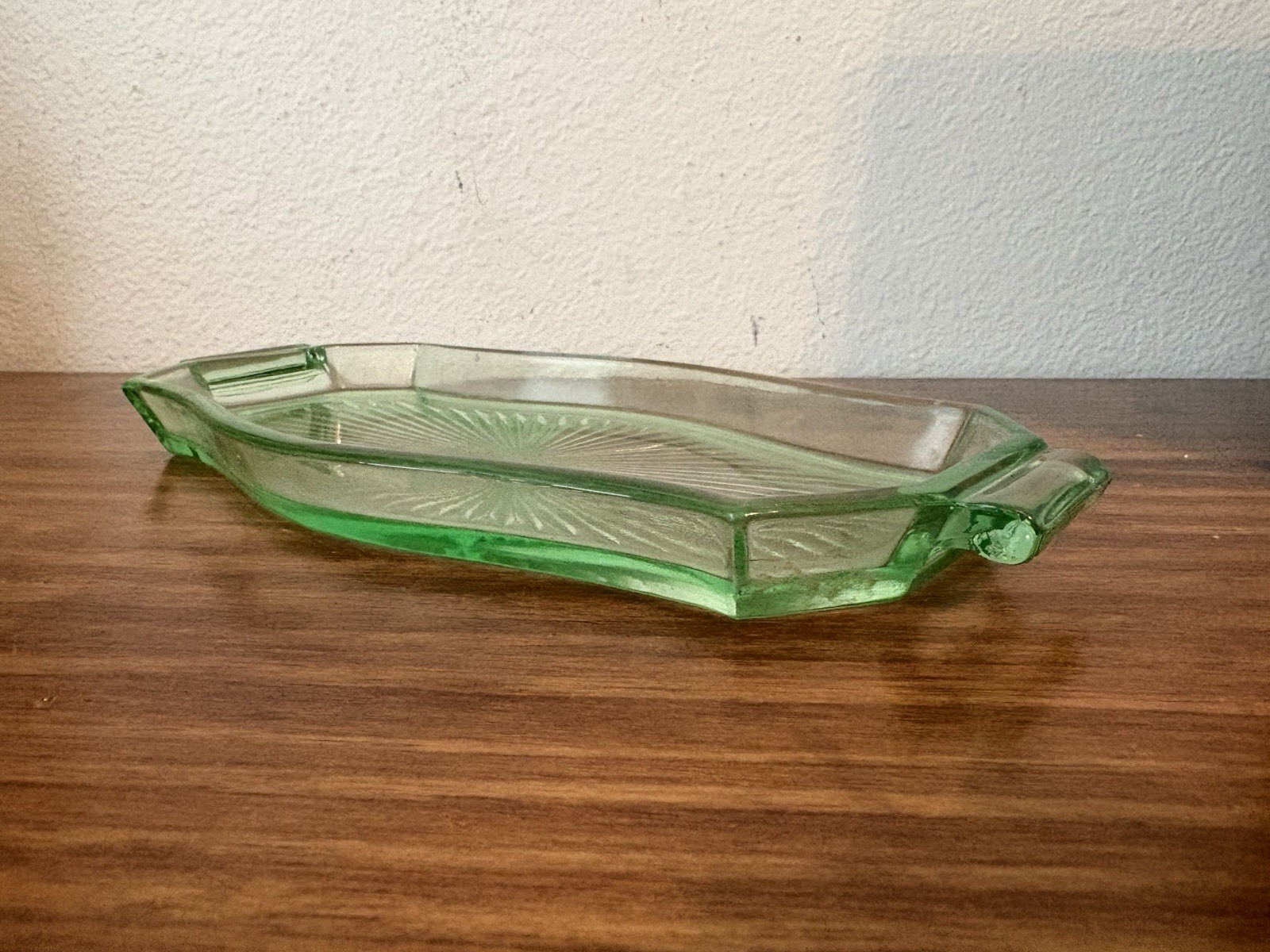 Vintage Tiffin Uranium Glass Art Deco Green Vanity Tray Dish – 10.25″