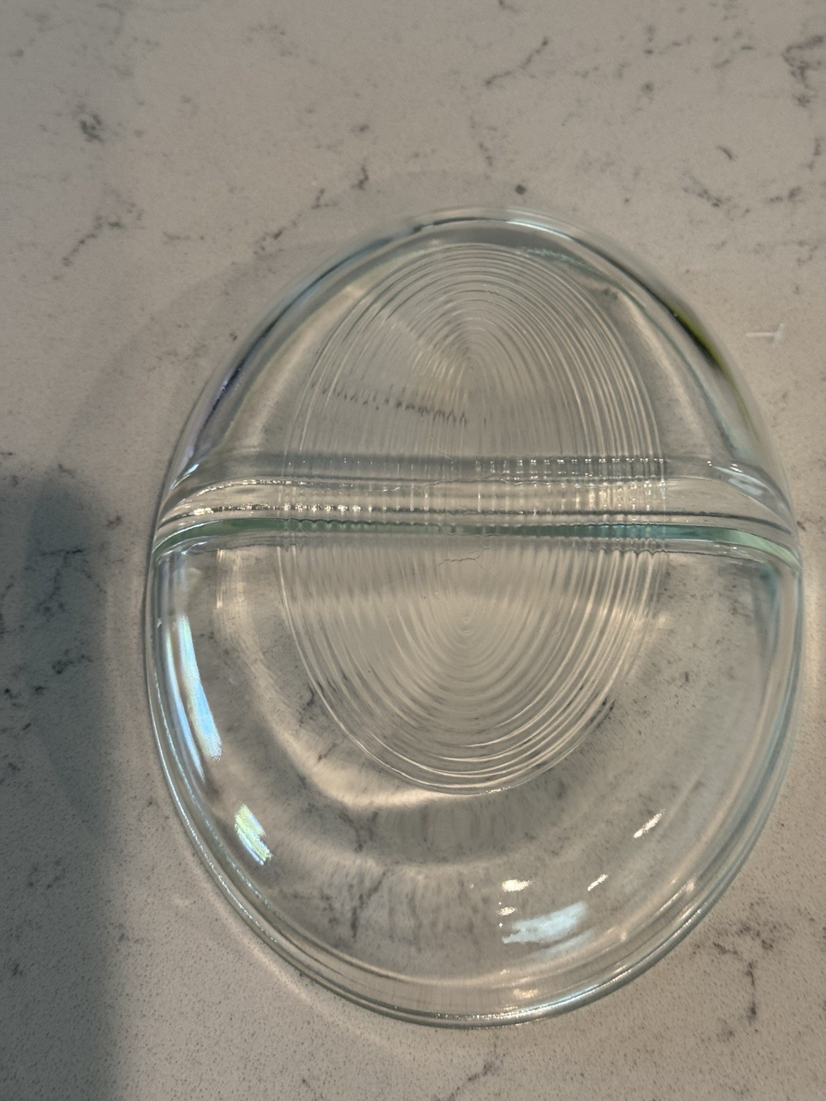 Vintage Glasbake 558 Divided Glass Baking Relish Serving Ribbed Dish Made in USA