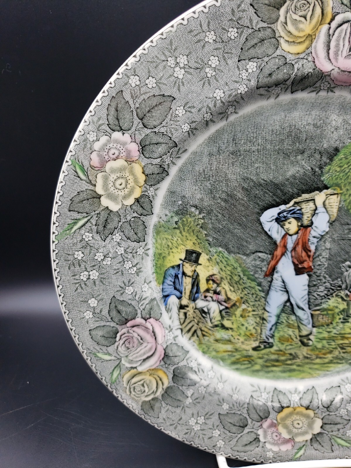 VTG Engravings for the People Plate Adams Currier 10.5″ Husking Farming Harvest