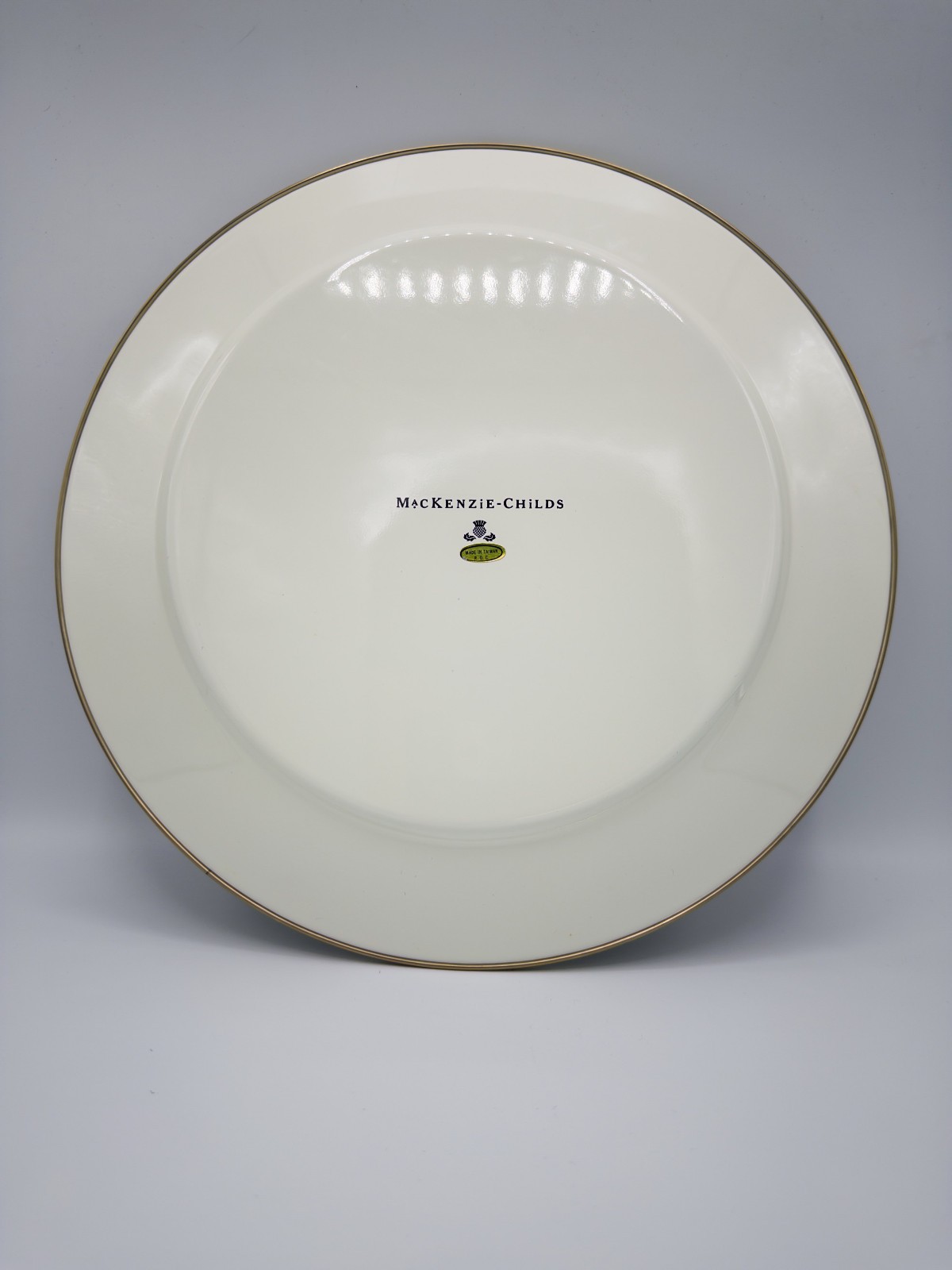 Vintage McKenzie Childs 12″ Courtly Check Charger Plate MATCHED SET OF 10