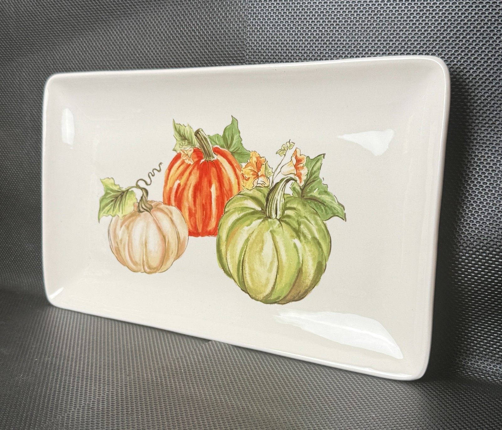 Sur La Table Pumpkin Fall Harvest Rectangular Serving Platter 14″X8″ Earthenware