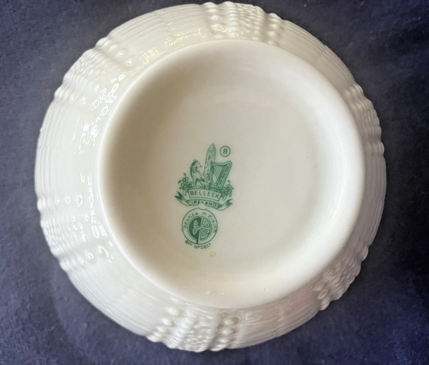 Belleek Green Mark Collectible Shell Pattern Open Sugar Bowl