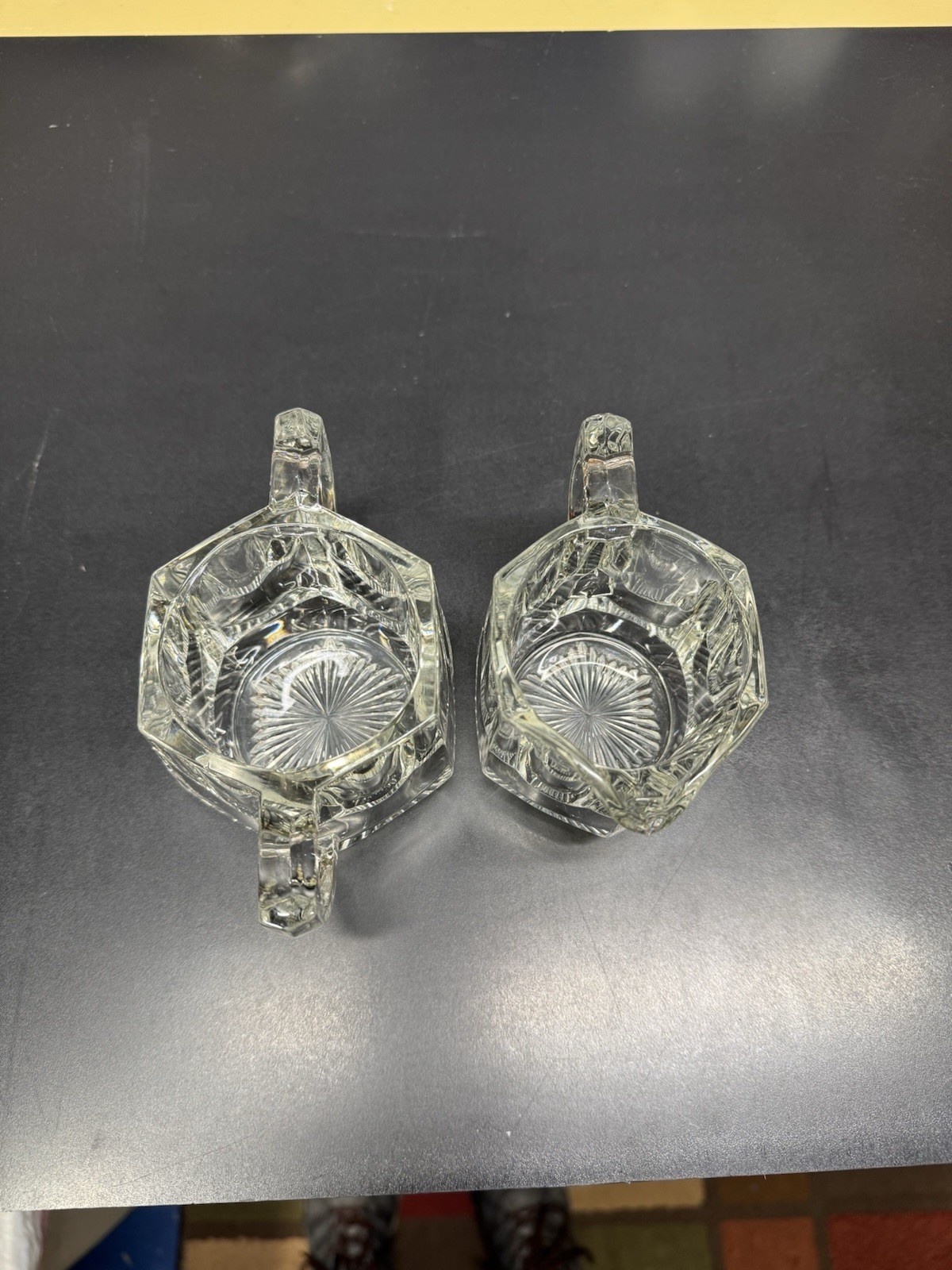 Indiana Glass Peerless Wide Colonial Panel Creamer Sugar Bowl Set Clear