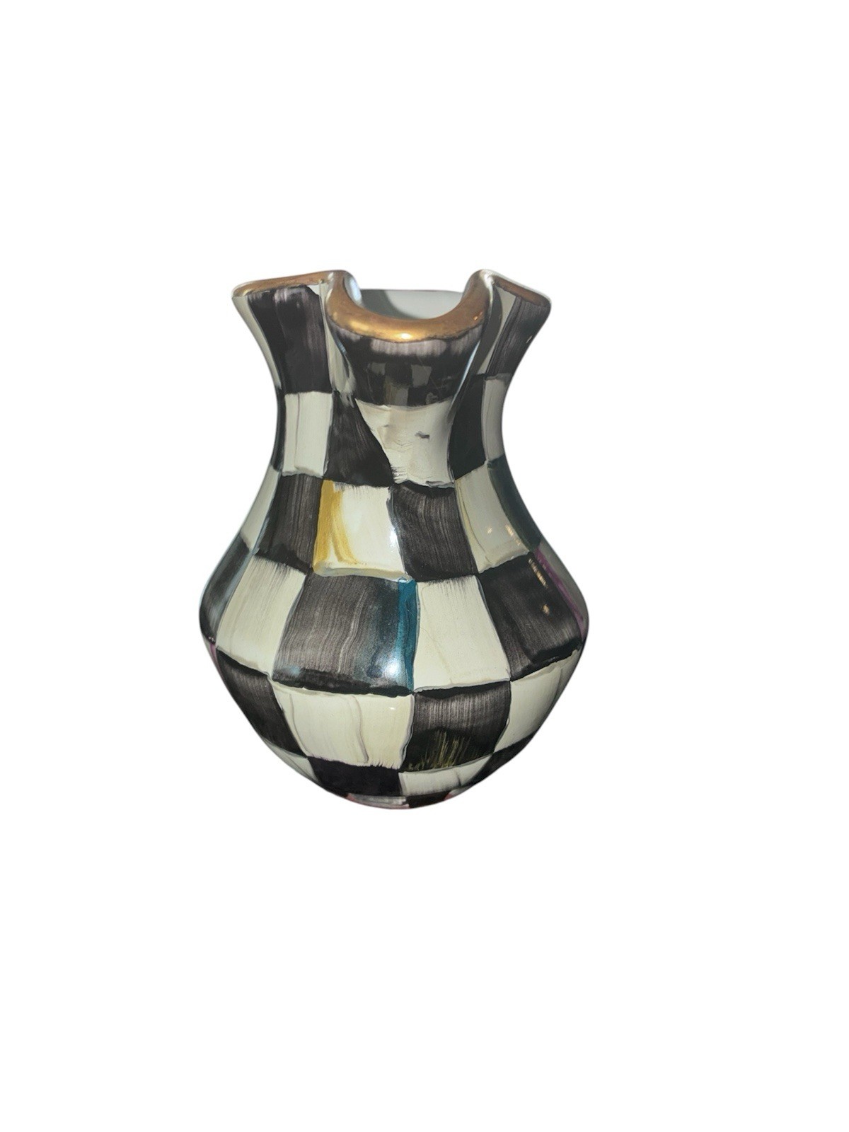 Mackenzie Childs Courtly Check Ceramic Creamer Stamped 2008