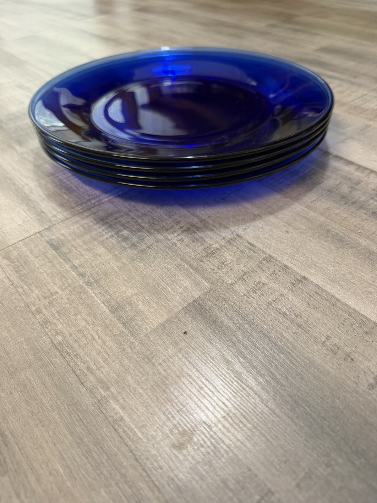 Anchor Hocking Cobalt Blue Glass Dinner Plates 10.5” Set of 4 USA Vintage