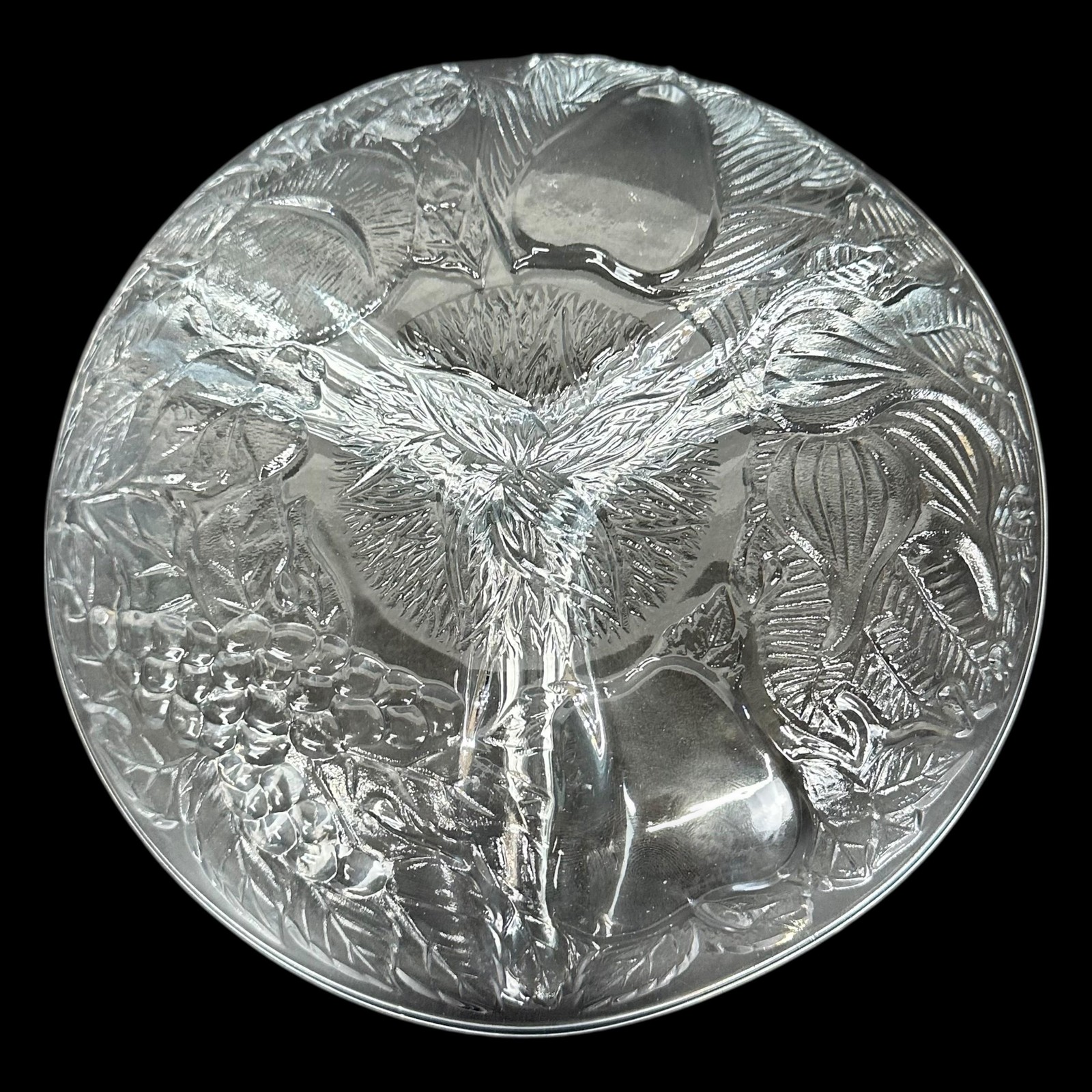 Vintage KIG Indonesia Clear Glass 3 Section Relish Dish Fruit Design 7.75 In