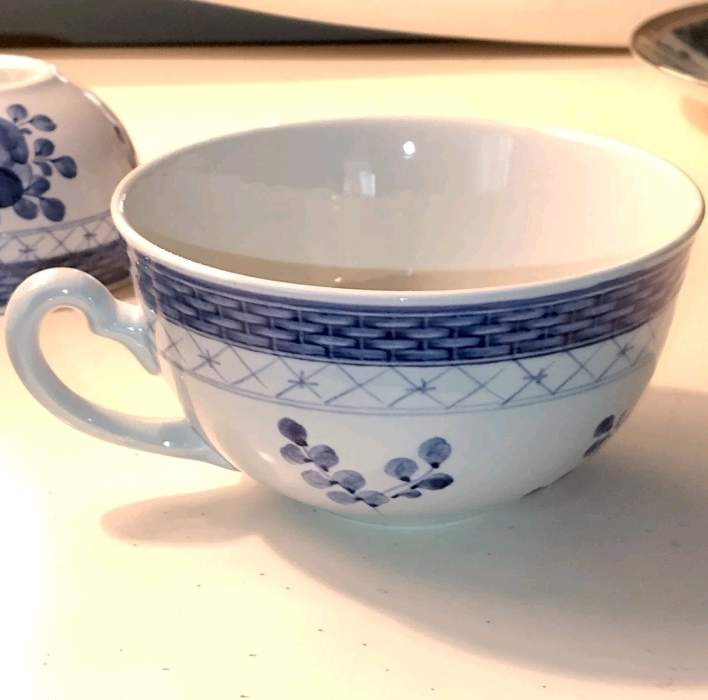 Royal Copenhagen Tranquebar Blue Cups Set of 2 Coffee & 1 Demitasse Size Beehive