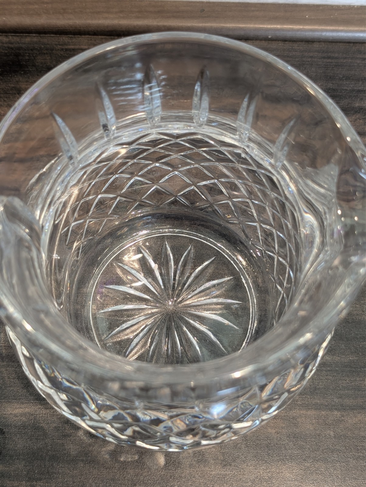 FTD Crystal squat retro criss cross pattern water pitcher 16oz