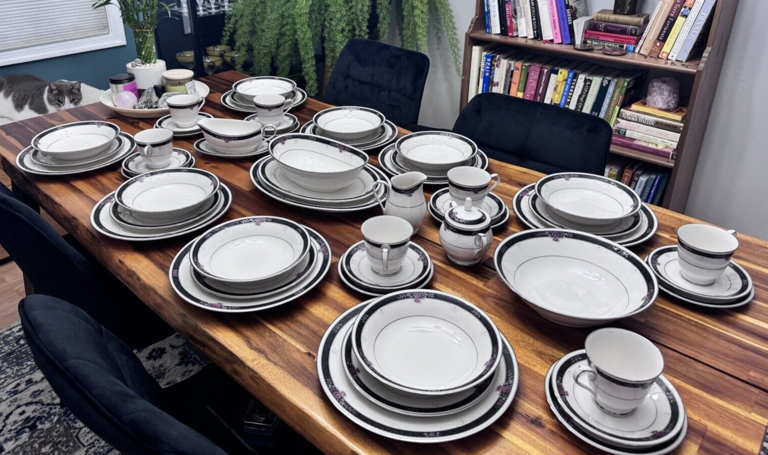 81pc NORITAKE IVORY CHINA ETIENNE 7260, TWELVE 6 PIECE PLACE SETTINGS JAPAN MINT