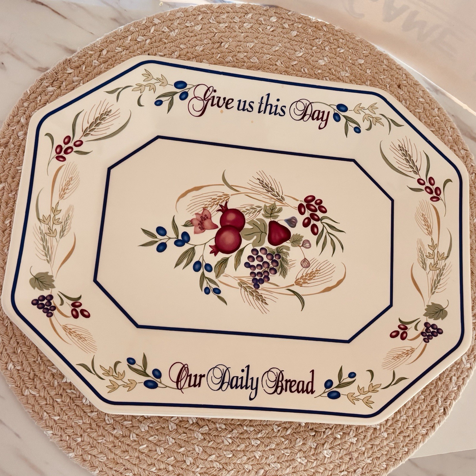 Lenox Harvest Celebration Bread Platter “Give Us This Day” 1994