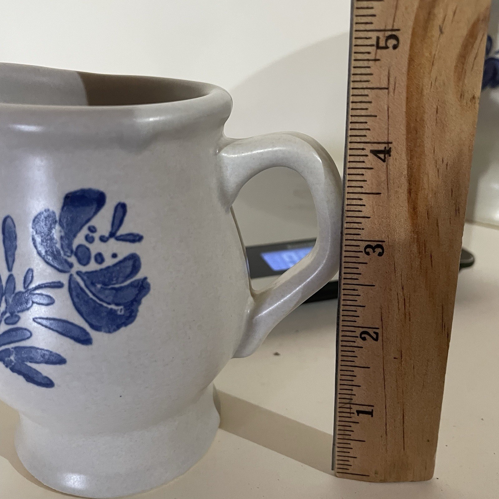 VTG 70s Pfaltzgraff Yorktowne Ceramic Blue Floral Coffee Creamer USA