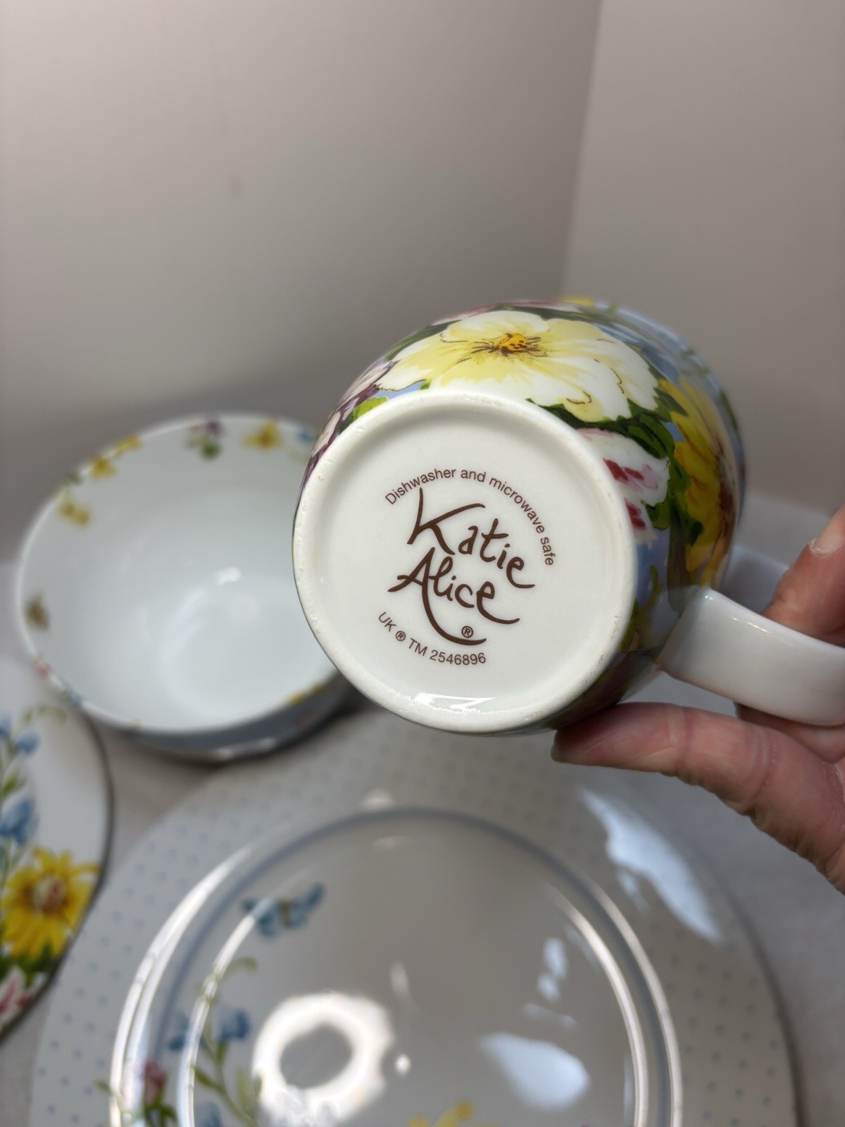 Vtg Katie Alice English Garden 2546896 Set Dinner Plate, Salad Plate, Bowl & Mug