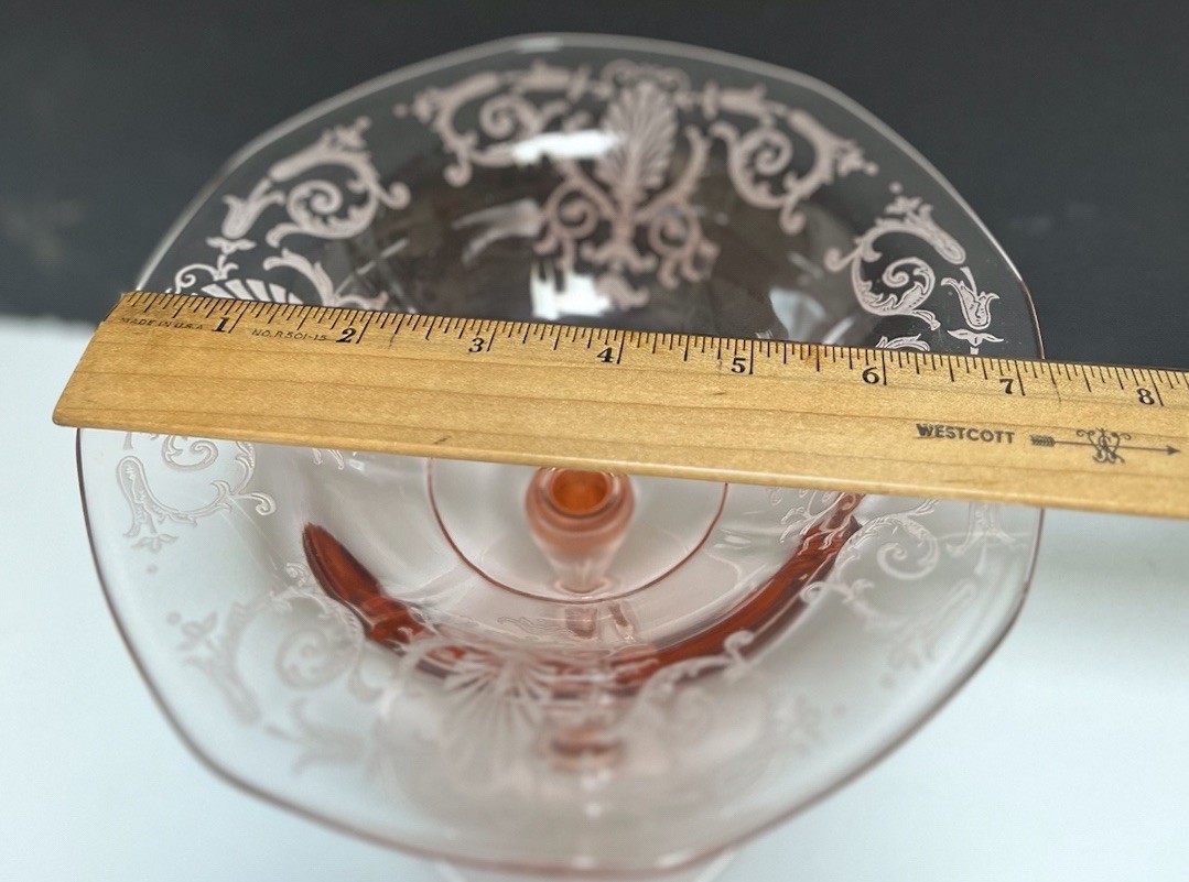 Fostoria Glass VERSAILLES Pink 6 1/2″ Tall Compote.
