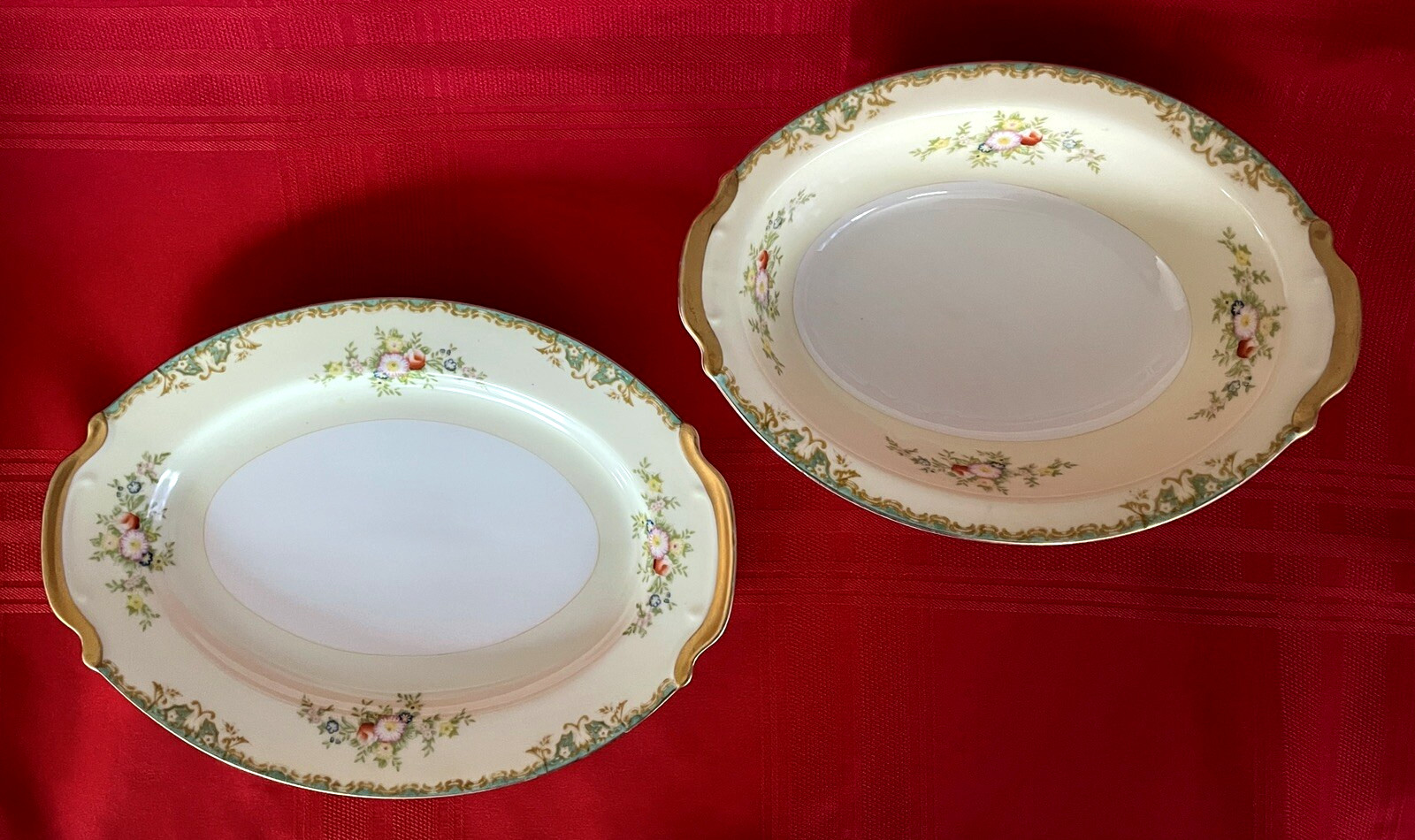 Empress China Japan – Oval Serving Dish & Oval Platter Floral Pattern Gold Trim