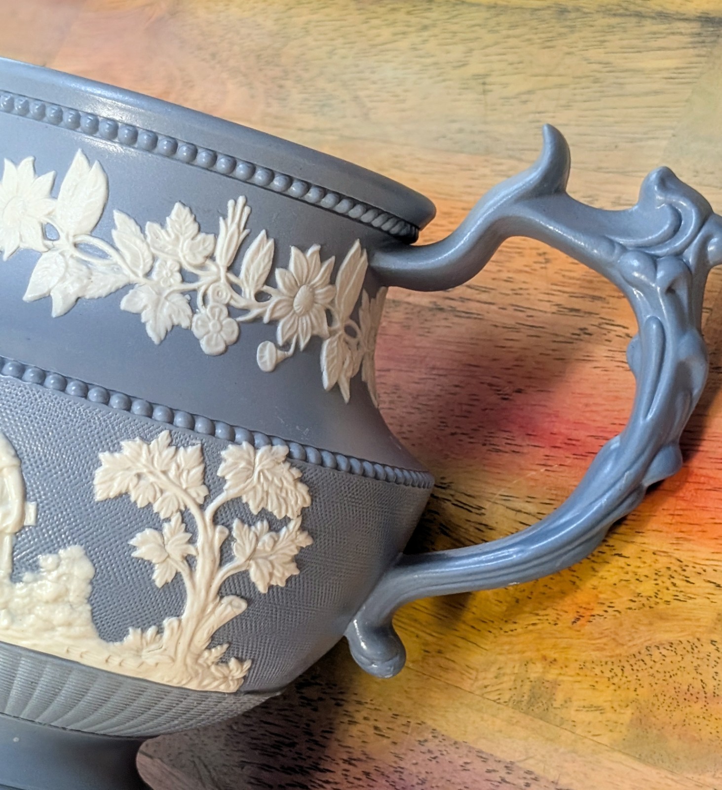 ⭐Antique Pitcher Staffordshire Chrysanthemum Factory stoneware Jug Neoclassical