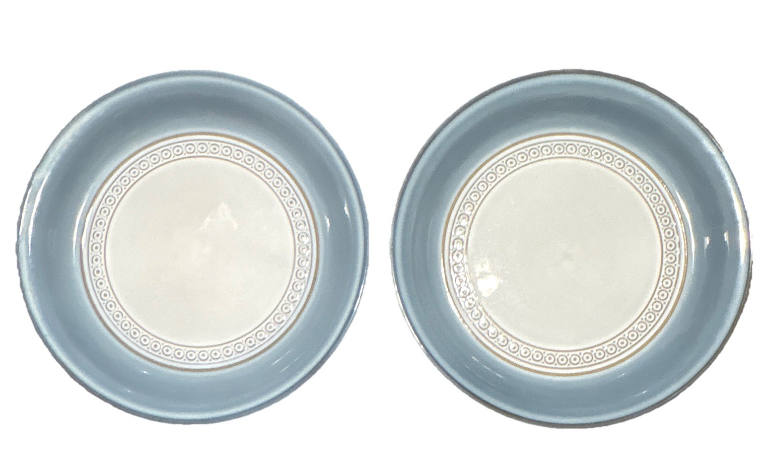 VTG set of 2 Denby Castile Gray Tan Geometric Blue Bread & Butter Plate 7 inch