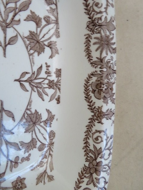 GORGEOUS Old Vintage WHITE BROWN Transferware IRONSTONE DISH Bowl Boote England