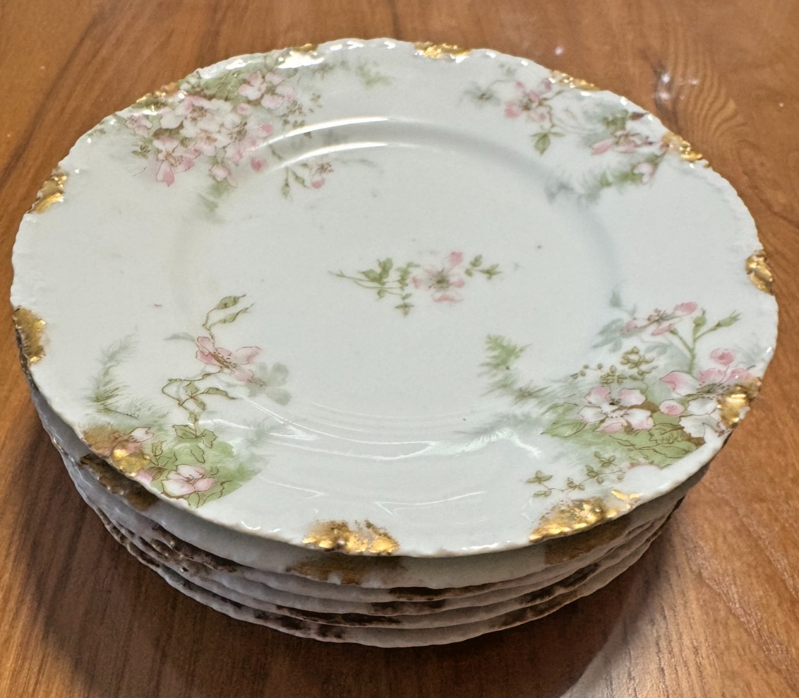 6 Theodore Haviland Schleiger 146, 6 1/4″ Plates, Limoges, France , Pink – DS31