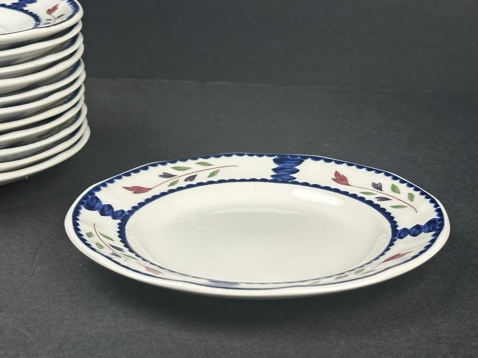 12 Adams Real English Ironstone Lancaster White Floral 6” Bread Butter Plates