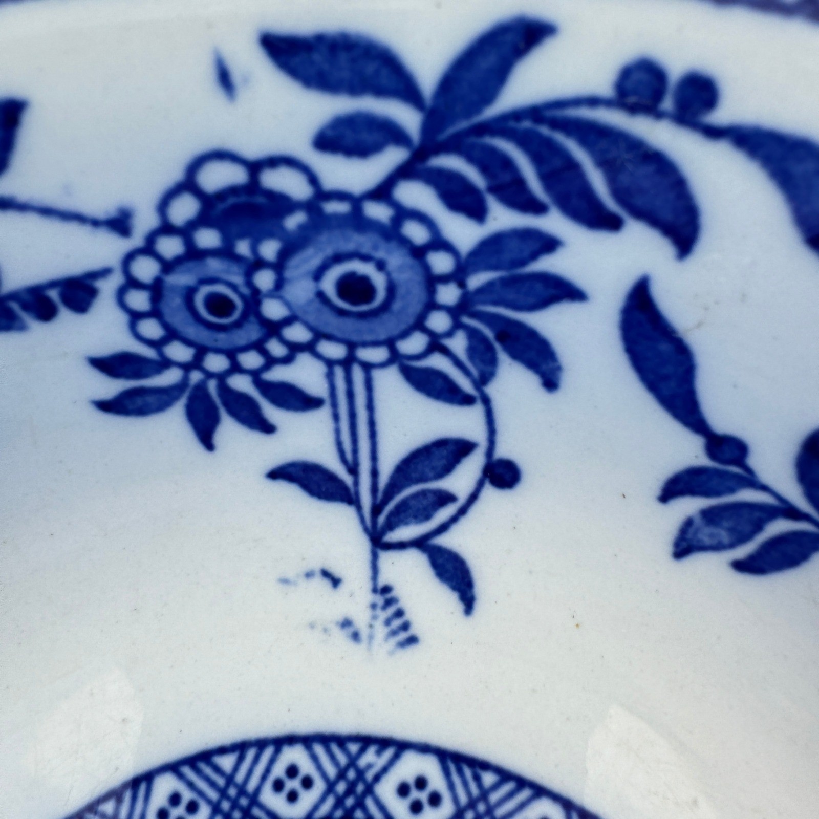 Blue Basket Vintage Ceramic Bowl Unisex OS Blue White Transferware Floral 1980s