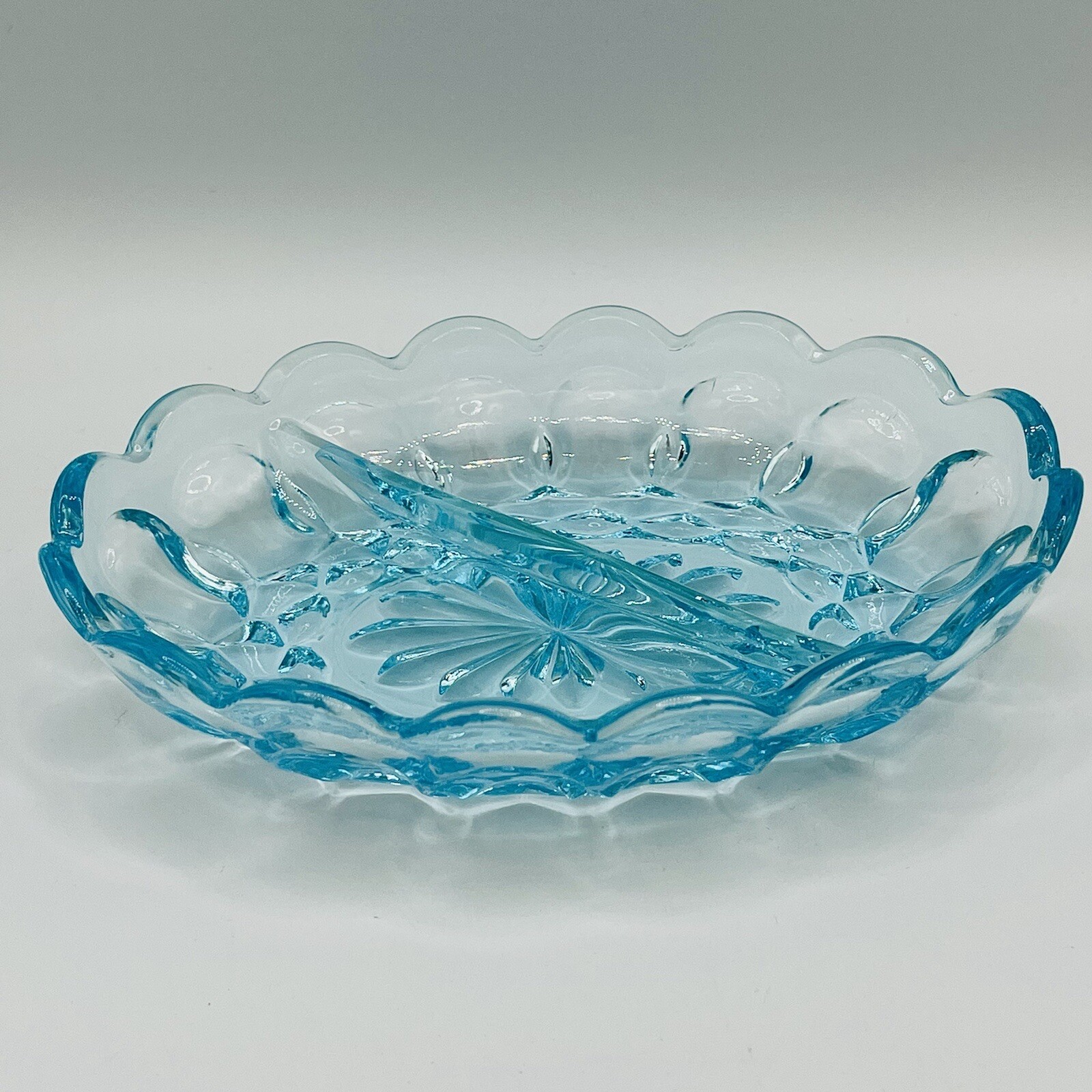 Vintage Light Blue Auqa Divided Relish Dish Tray Bowl 7”(L) x 5”(W) x 1.5”(H)