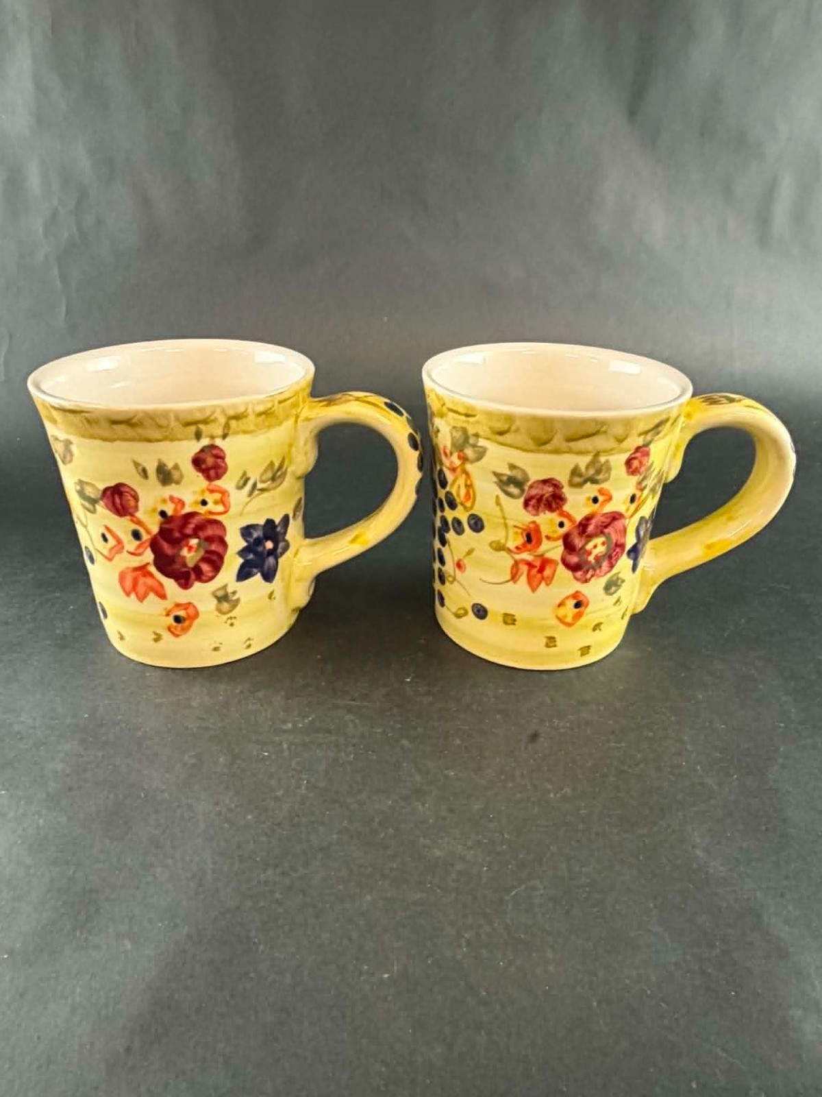 Vintage Alco Industries Cranberry Pattern Coffee Mugs-Rare Find