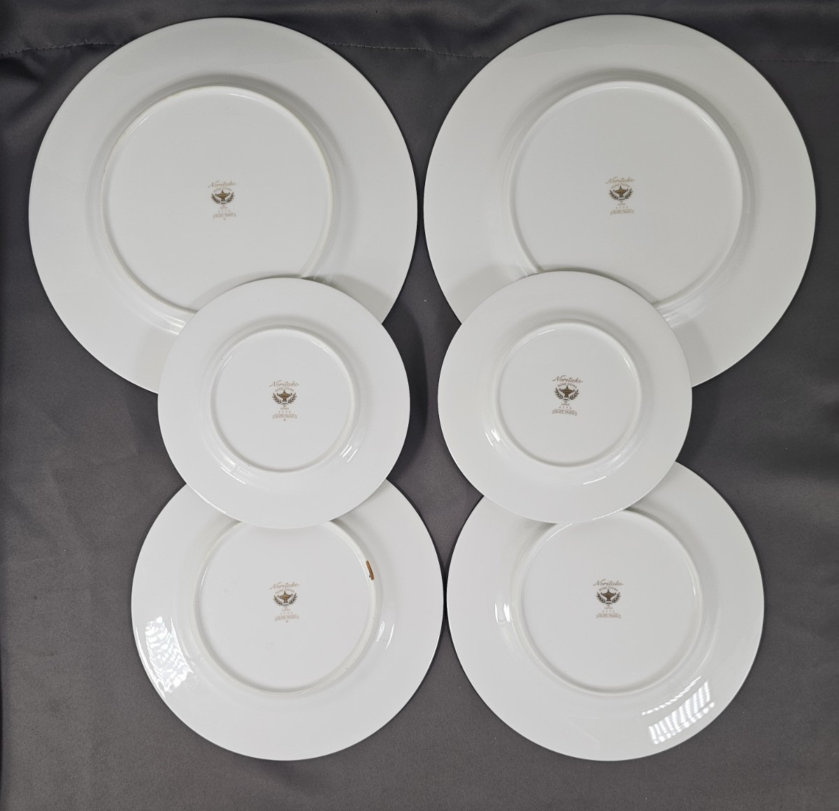 Noritake Silver Palace Bone China Lot 6 Enamel Scroll Dots Platinum Trim Setting