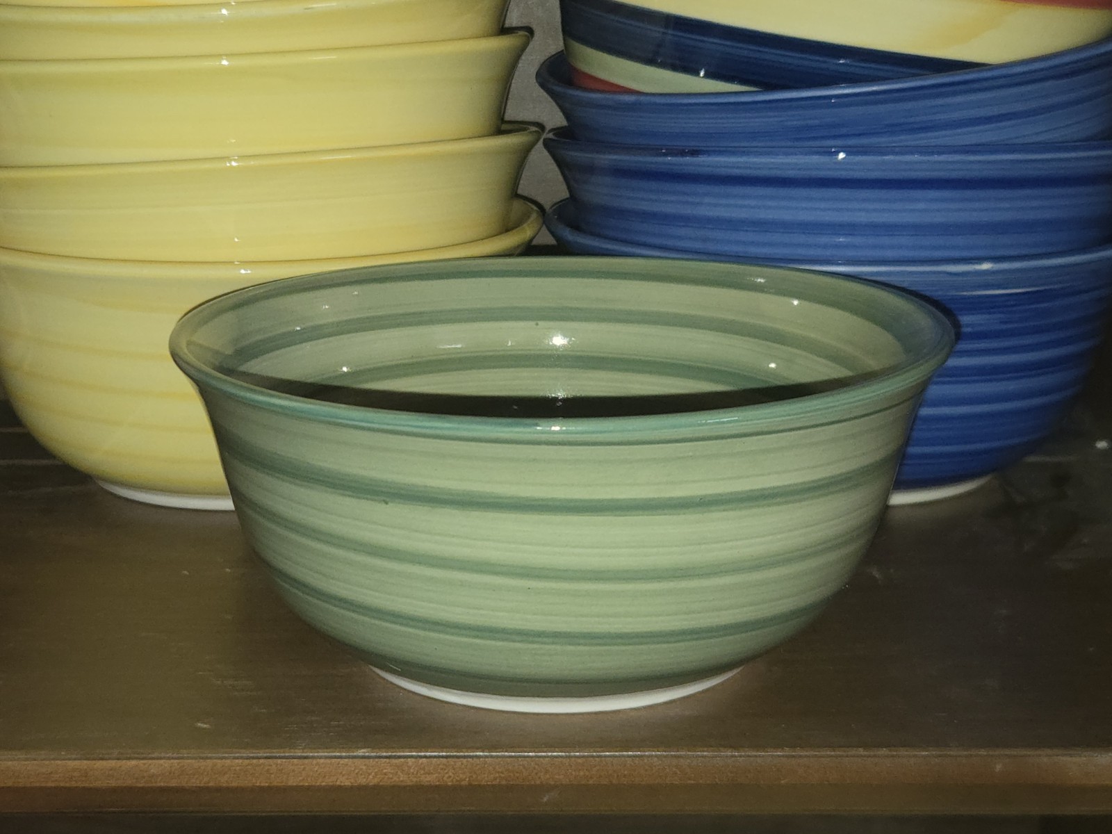 Vintage SWIRL Hand Painted Collection GREEN Cereal Bowl