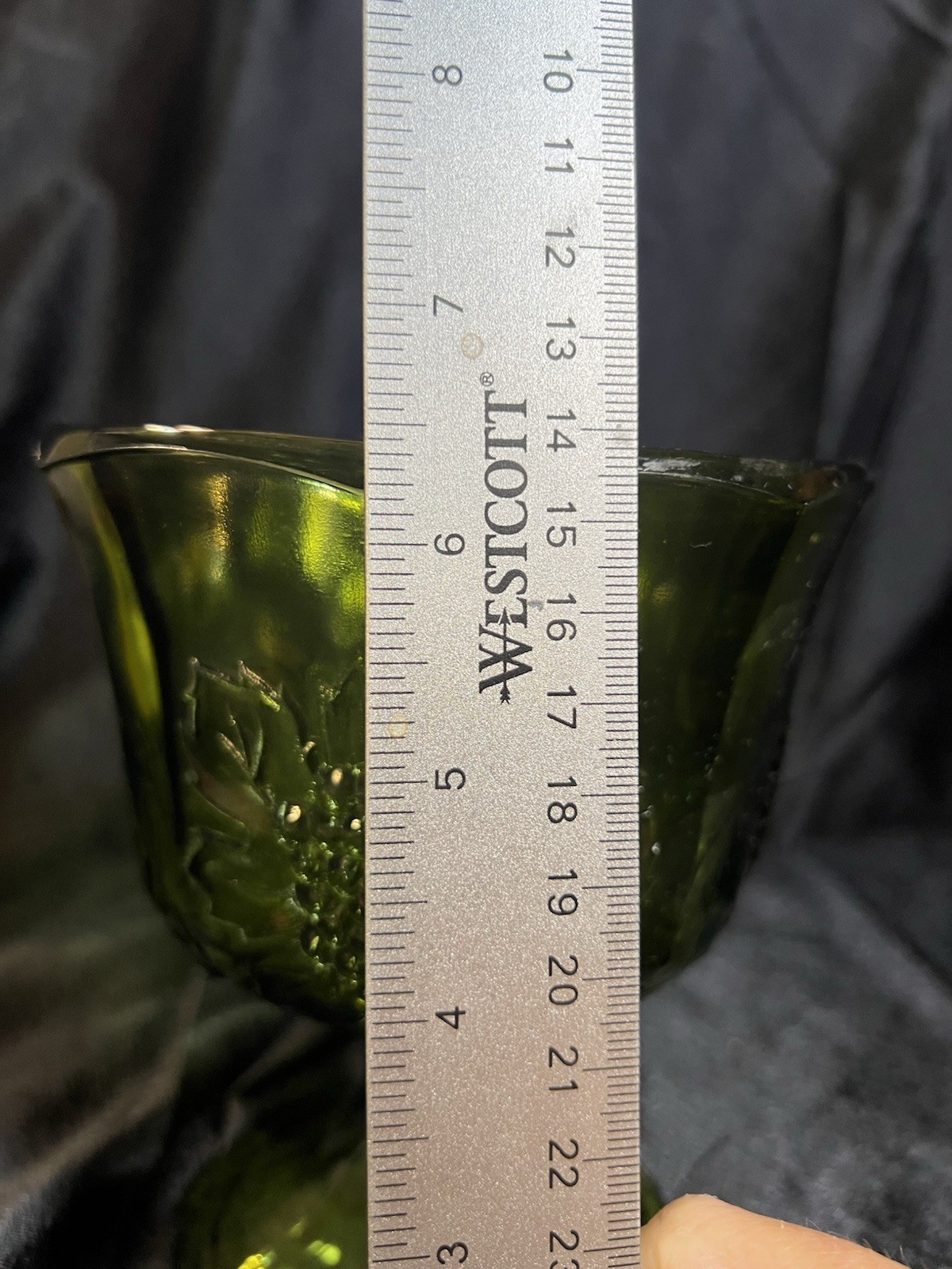 Vintage Indiana Glass Colony Harvest Pedestal Bowl Grape Avocado Green (2222)