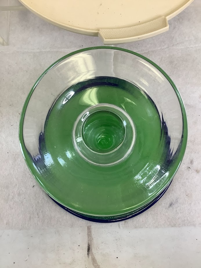 Vintage Benko Glass Pedestal Compote Bowl